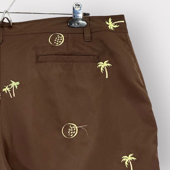 Coral Bay Golf Capri Pants Women 18 Brown Tropical Metallic Embroidery i85 - Picture 4 of 12